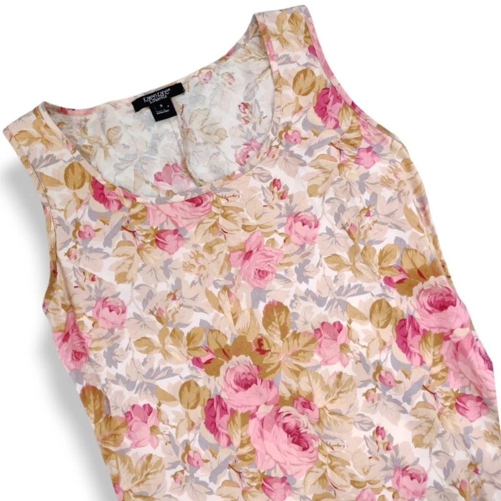 sold-Vintage Karen Kane 100% linen floral cottage boho maxi dress size S - Picture 1 of 6